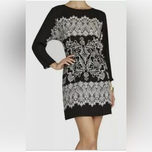 BCBG MAXAZRIA Black & White Printed Shift Dress – Size Medium